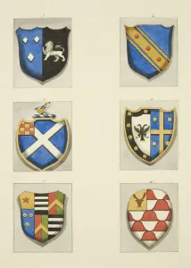 Monumental coats of arms in All Saints (w/c on paper) Monumental coats of arms in All Saints (w/c on paper)