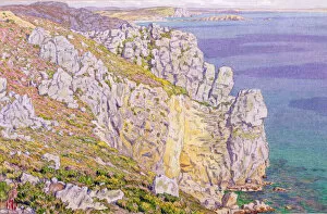 Henri Riviere Gallery: Morgat, Cliffs at Port Haor (w / c on paper)