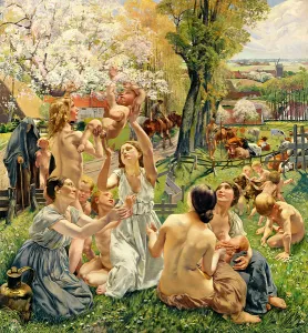 The Morning, left panel from the triptych The Golden Age, 1901 (oil on panel) The Morning, left panel from the triptych The Golden Age, 1901 (oil on panel)