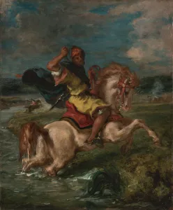 Moroccan Horseman Crossing a Ford, c.1850 (oil on canvas) Moroccan Horseman Crossing a Ford, c.1850 (oil on canvas)