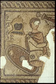 Mosaic depicting King David and Goliath's armour (ceramic tiles) Mosaic depicting King David and Goliath's armour (ceramic tiles)