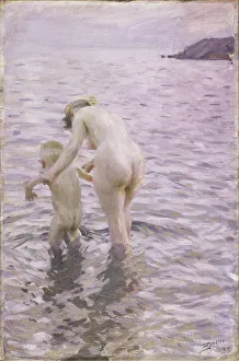 Paddling Gallery: With Mother, 1895 (oil on canvas)