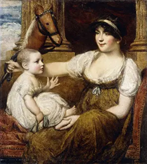 A Mother Holding a Hobbyhorse, Playing with her Child, (oil on canvas) A Mother Holding a Hobbyhorse, Playing with her Child, (oil on canvas)