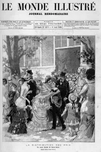 A mother kisses her son during the award distribution at the College Sainte Barbe, 1881 A mother kisses her son during the award distribution at the College Sainte Barbe, 1881