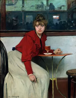 Tobacco Gallery: At the Moulin de la Galette or La Madeleine. Painting by Ramon Casas i Carbo (1866-1932)