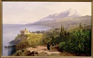 Mount Athos and the Monastery of Stavroniketes, 1857 (oil on canvas)