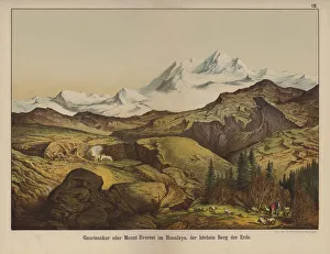 Mount Everest, the highest mountain on Earth (colour litho) Mount Everest, the highest mountain on Earth (colour litho)