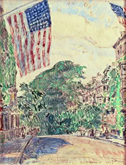 Childe Frederick Hassam Gallery: Mount Vernon Street, Boston, 1919 (w/c on paper)