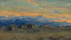 Gustav Wentzel Gallery: Mountain farm in evening light