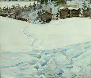 Gustav Wentzel Gallery: Mountain farm in winter landscape