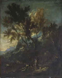 A Mountain Landscape with Pastoral Figures (oil on canvas) A Mountain Landscape with Pastoral Figures (oil on canvas)