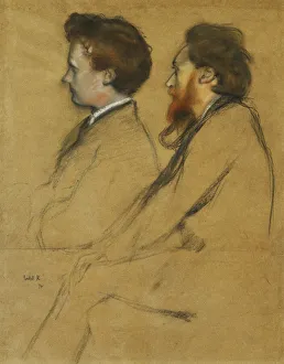 Rothenstein William 1872 1945 Gallery: Mr Charles Ricketts and Mr Charles Hazlewood Shannon, (black chalk and pastel on brown paper)