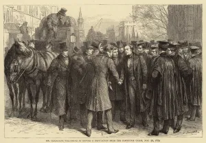 Godefroy Durand Gallery: Mr Gladstone welcoming at Oxford a Deputation from the Cambridge Union, 26 November 1829 (engraving)