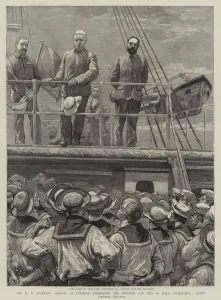 Sea Travel Gallery: Mr H M Stanleys Arrival at Zanzibar, addressing the Officers
