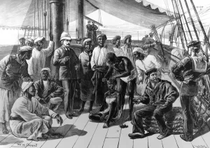 Mr Stanley and some of his African followers on board HMS Industry, published in Mr Stanley and some of his African followers on board HMS Industry, published in