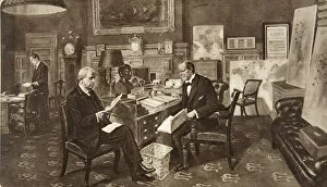 Mr. Winston Churchill in his room at the Admiralty, in consultation with Admiral of