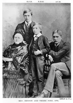 Biographer Gallery: Mrs. Benson and her three sons, 1884 (b / w photo)