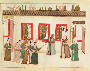 Ms 1671 The Sultan with his favourite accompanied by musicians and singers, c.1580 Ms 1671 The Sultan with his favourite accompanied by musicians and singers, c.1580