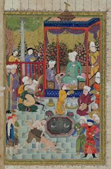 Ms C-822 fol.1v A Princely Reception, illustration from the Shahnama (Book of Kings)