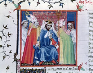Images Dated 27th June 2008: Ms. Fr. 2608 fol.335v Coronation of Philippe III (1245-85)