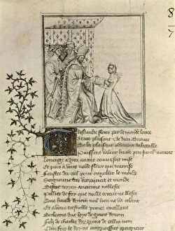 Images Dated 18th October 2006: Ms Fr 848 fol.1 Christine de Pisan (1364-1430) presents her work to Louis