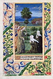 Images Dated 6th March 2007: Ms Lat. Q.v.I.126 f.69v Martha and Mary telling Jesus of the death of Lazarus