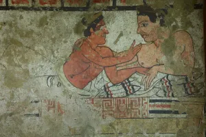 Detail of a mural from the Tomb of the Infernal Quadriga (wall painting) Detail of a mural from the Tomb of the Infernal Quadriga (wall painting)
