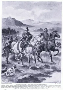 Murdoch Stuarts son kills his fathers falcon, 1920's (litho) Murdoch Stuarts son kills his fathers falcon, 1920's (litho)