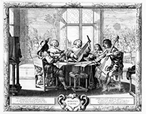 The Music Ensemble with a Lute (engraving) (b/w photo) The Music Ensemble with a Lute (engraving) (b/w photo)