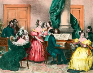 A musical afternoon in family Engraving by Achille Deveria (1800-1857 A musical afternoon in family Engraving by Achille Deveria (1800-1857