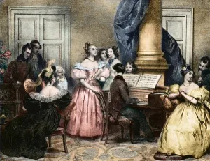 Musical Evening Party - Musical evening around the pianoforte - by Achille Deveria Musical Evening Party - Musical evening around the pianoforte - by Achille Deveria