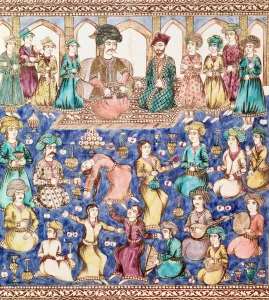 Musicians and dancers at the court of Nasser al-Din Shah Qajar (1831-96) (ceramic) Musicians and dancers at the court of Nasser al-Din Shah Qajar (1831-96) (ceramic)