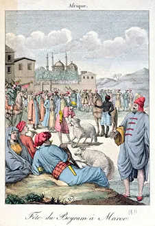 The Muslim Festival of Eid-el-Kabir in Morocco, 1811 (coloured engraving) The Muslim Festival of Eid-el-Kabir in Morocco, 1811 (coloured engraving)