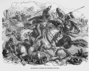 Mutineers pursued by English cavalry, 1857 (engraving) Mutineers pursued by English cavalry, 1857 (engraving)
