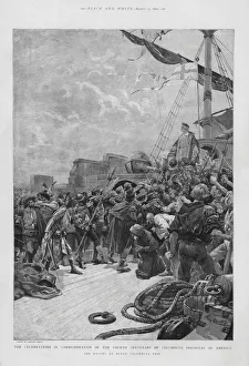 Mutiny on board the ship of Christopher Columbus during his first voyage to the New World, 1492 (litho) Mutiny on board the ship of Christopher Columbus during his first voyage to the New World, 1492 (litho)