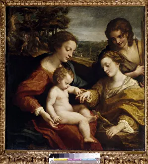 The Mystical Marriage of Saint Catherine of Alexandria with Saint Sebastian Painting by The Mystical Marriage of Saint Catherine of Alexandria with Saint Sebastian Painting by