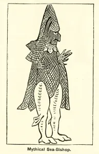 Boys Own Gallery: Mythical sea bishop (engraving)