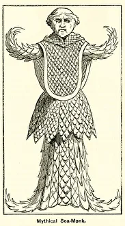 Boys Own Gallery: Mythical sea monk (engraving)