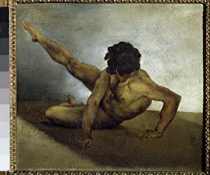 Naked Man Spins On The Ground - Oil On Canvas, 19th century Naked Man Spins On The Ground - Oil On Canvas, 19th century
