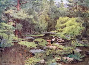 Nami Kawa San's Water Garden, Kyoto (colour litho) Nami Kawa San's Water Garden, Kyoto (colour litho)