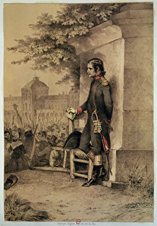 Napoleon I (1769-1821) at the Siege of the Tuileries, 10th August 1792 (coloured Napoleon I (1769-1821) at the Siege of the Tuileries, 10th August 1792 (coloured