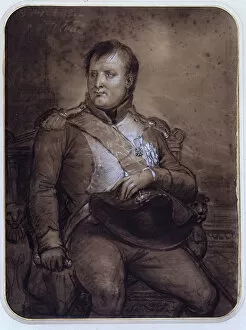 Napoleon I at Saint-Cloud, 1812 (gouache & white chalk)