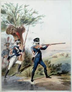 Napoleonic Armee: Imperial Guard. Engraving by Alfred De Marbot (19th century) 1809 Napoleonic Armee: Imperial Guard. Engraving by Alfred De Marbot (19th century) 1809