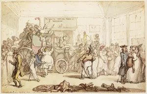 Napoleon's coach being viewed by fashionable London Napoleon's coach being viewed by fashionable London
