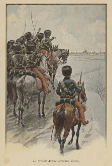 Napoleon's Grande Armee arrives before Moscow, 1812 (colour litho) Napoleon's Grande Armee arrives before Moscow, 1812 (colour litho)