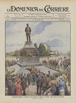 National monument to Giuseppe Verdi, inaugurated in Milan on October 10, by the sculptor Enrico Butti (colour litho)