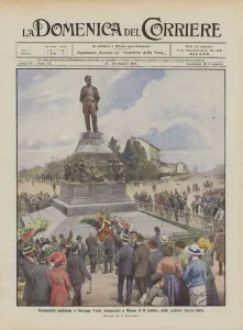 National monument to Giuseppe Verdi, inaugurated in Milan on October 10, by the sculptor Enrico Butti (colour litho) National monument to Giuseppe Verdi, inaugurated in Milan on October 10, by the sculptor Enrico Butti (colour litho)