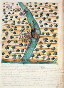 Natives attacking French ships on the River Tavoy, from an account of the Jesuits in Siam Natives attacking French ships on the River Tavoy, from an account of the Jesuits in Siam
