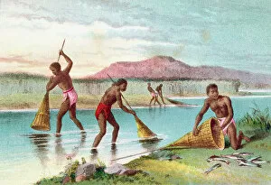 Related Images Collection: Natives fishing on Lake Malawi aka Lake Nyassa, Mozambique, East Africa in the 19th century