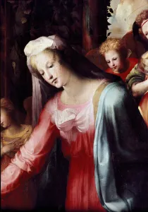 The nativity, detail of the Virgin. 1523-1524 (painting on wood) The nativity, detail of the Virgin. 1523-1524 (painting on wood)